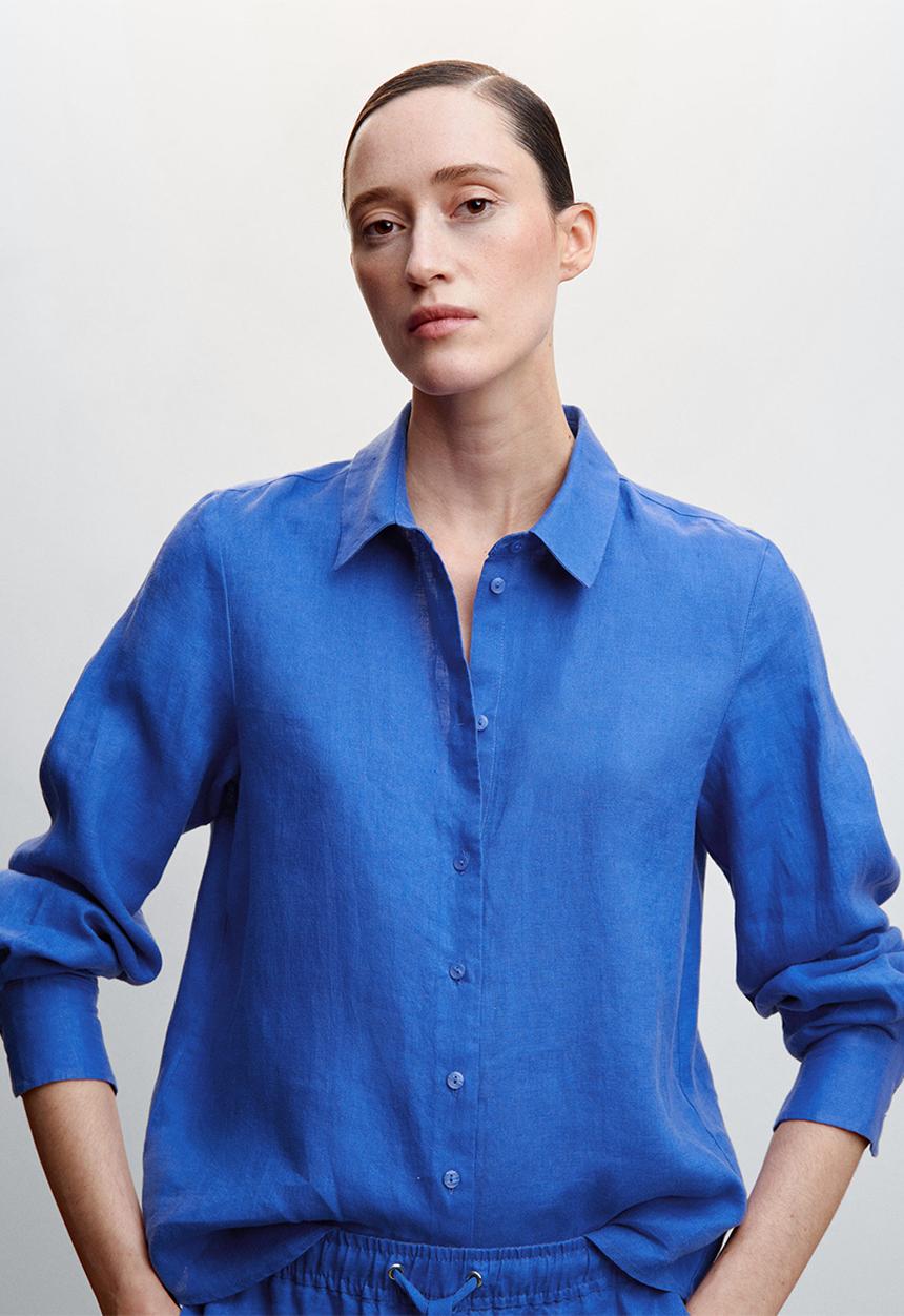 MANGO - Shirt lino - mid blue