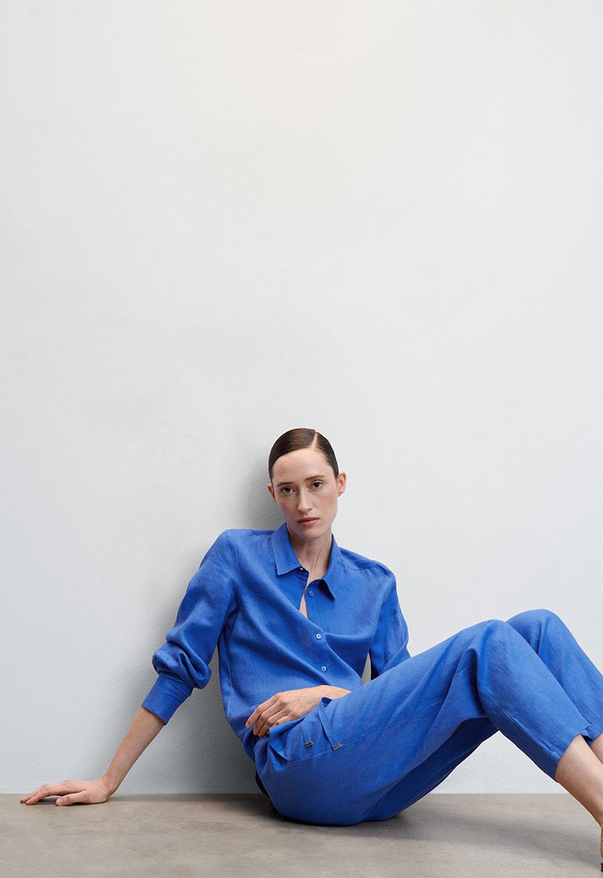 MANGO - Shirt lino - mid blue