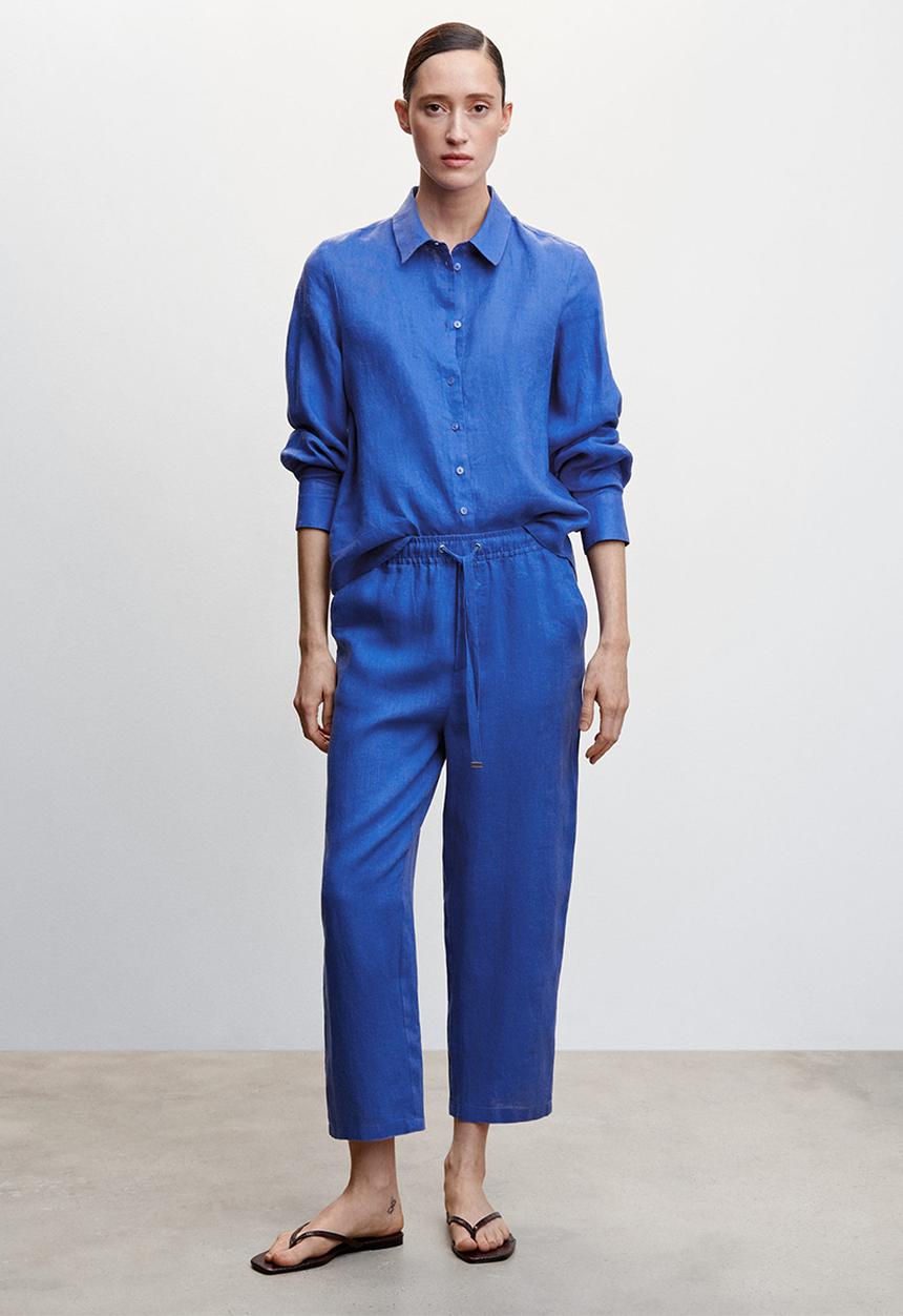 MANGO - Shirt lino - mid blue