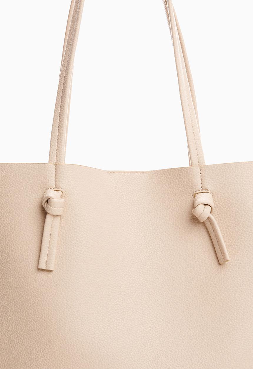 MANGO - Knot handle shopper bag - off white
