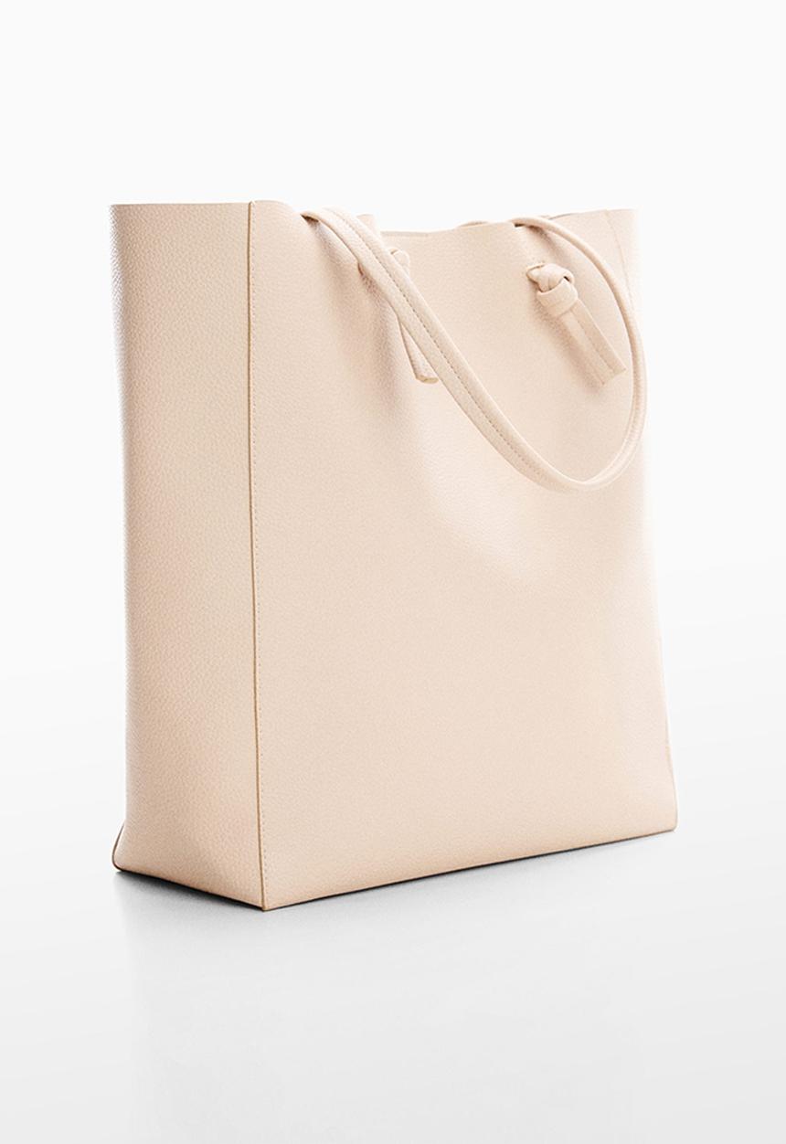 MANGO - Knot handle shopper bag - off white