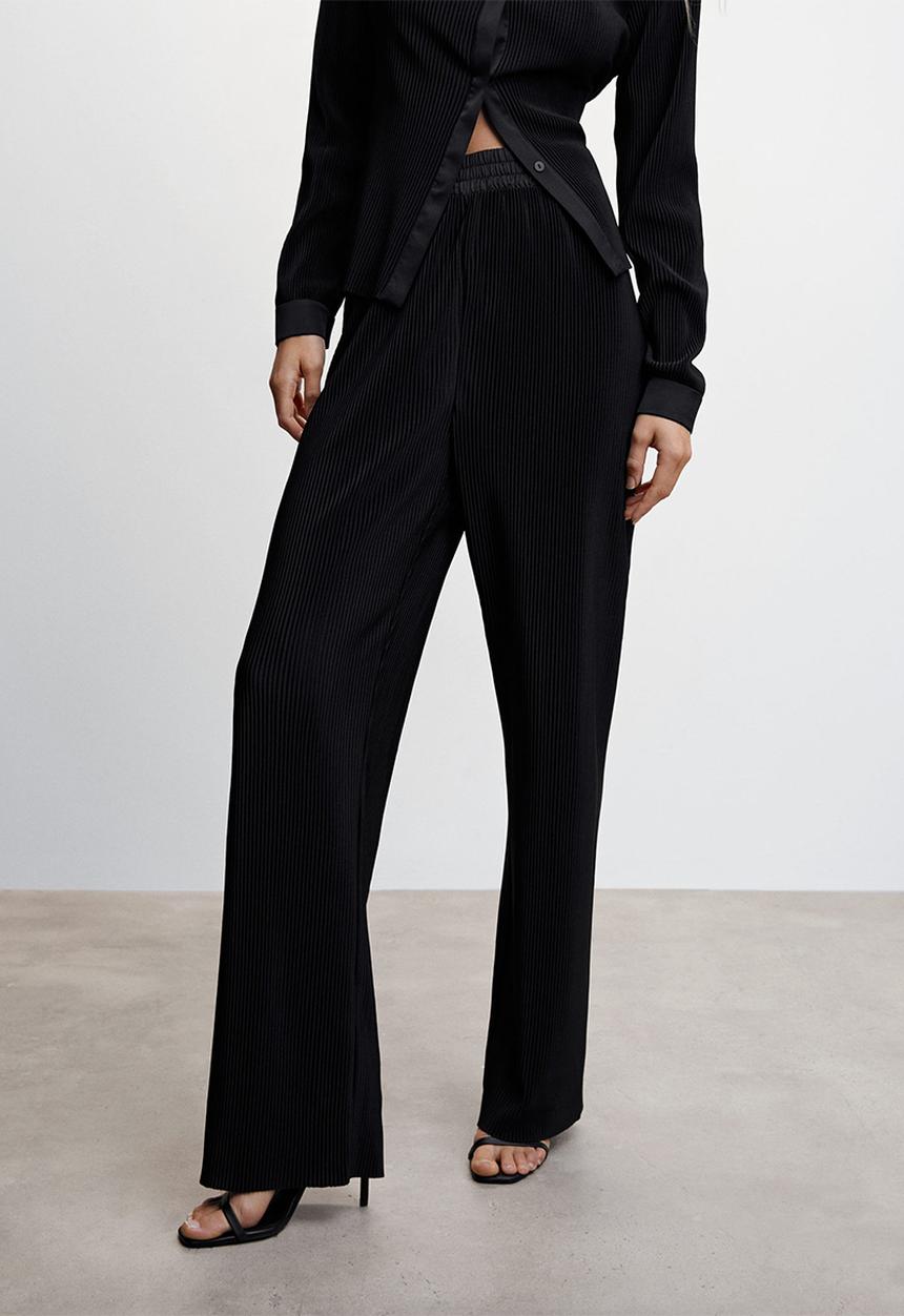 MANGO - Trousers pili - black