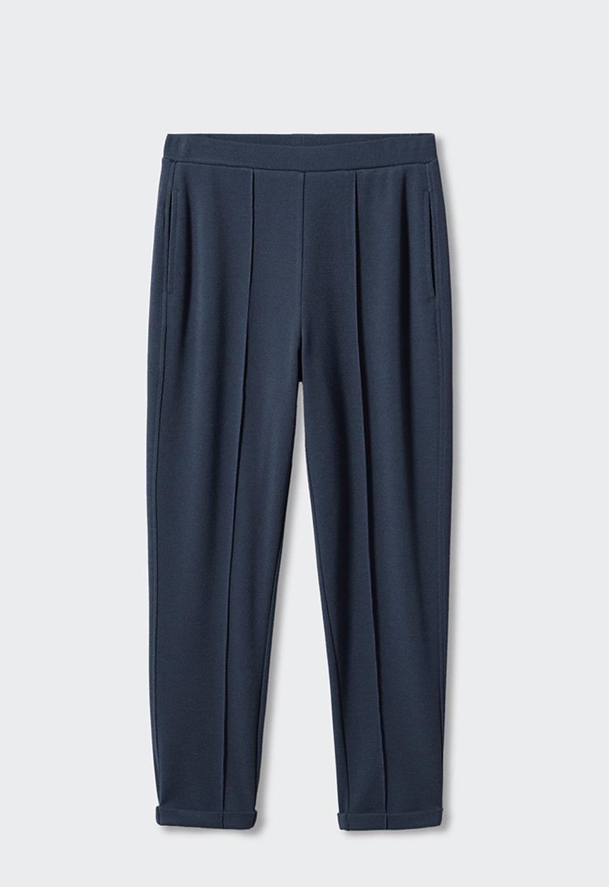 MANGO - Trousers pique - navy