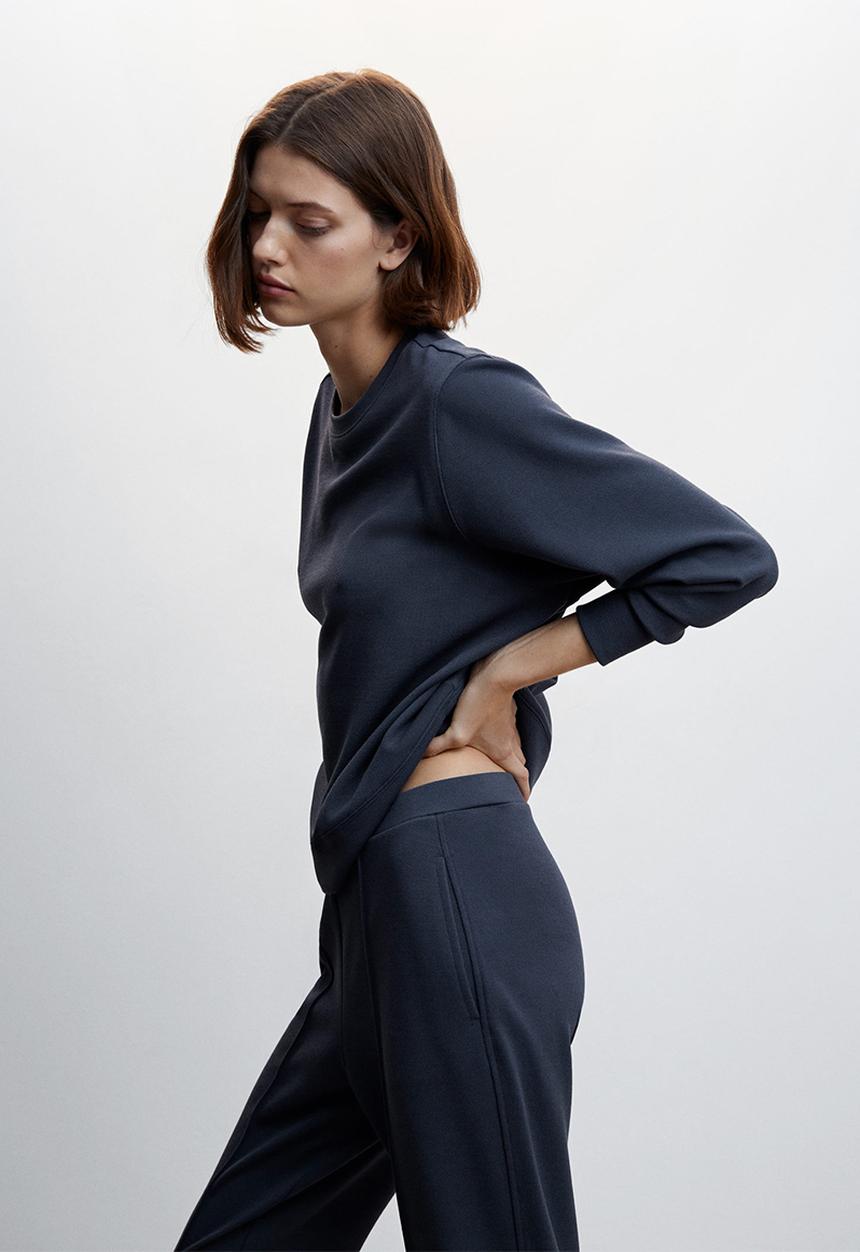 MANGO - Trousers pique - navy