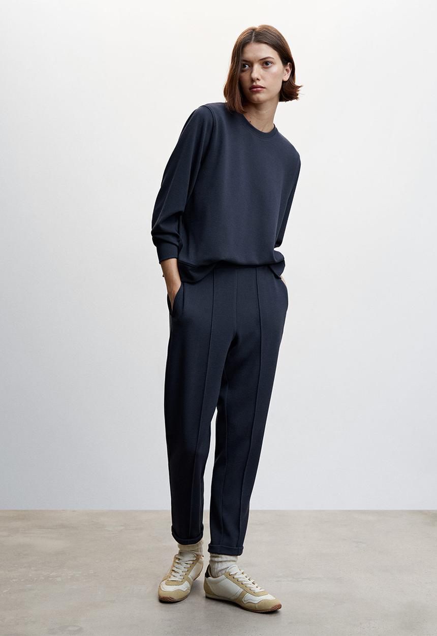 MANGO - Trousers pique - navy