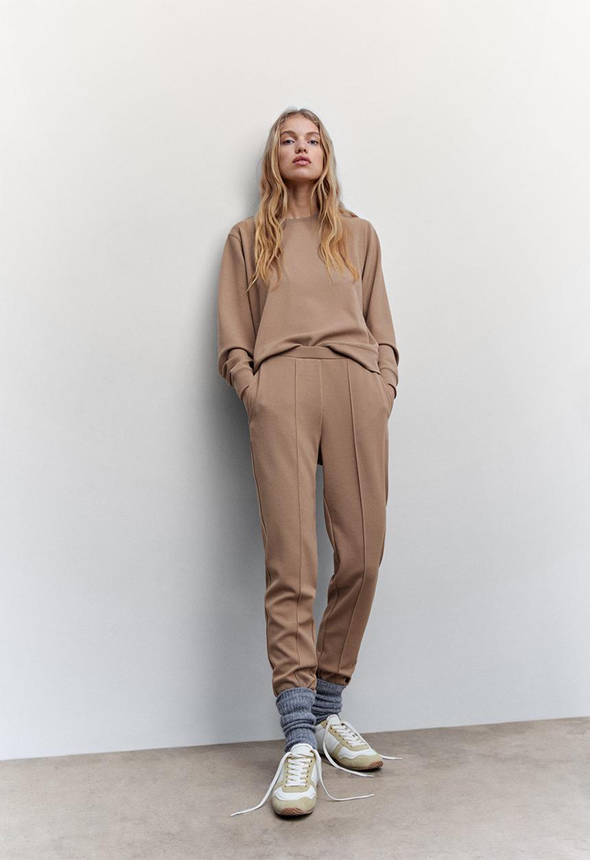 MANGO - Trousers pique - light beige