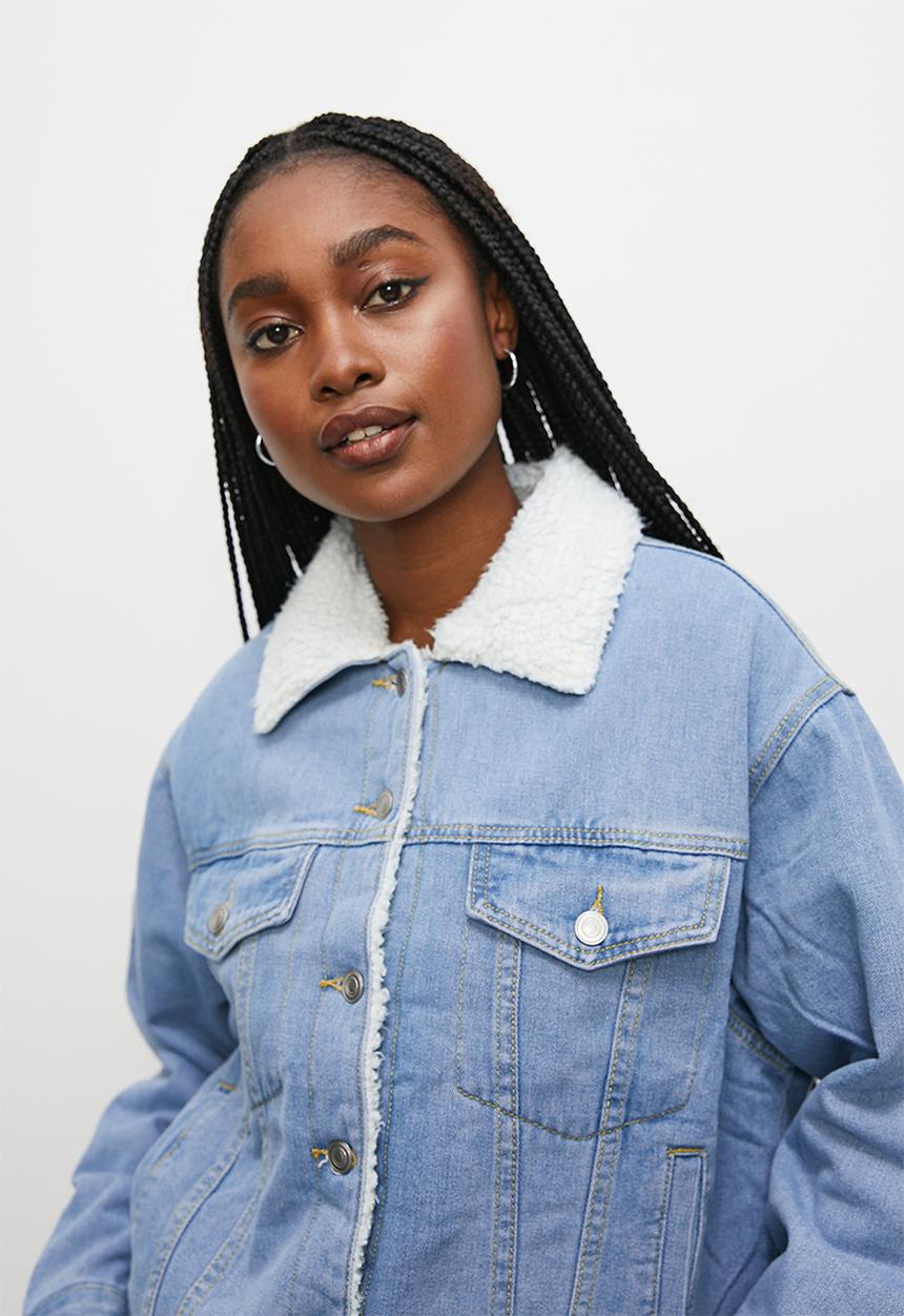 Blake - Denim sherling trucker - light blue