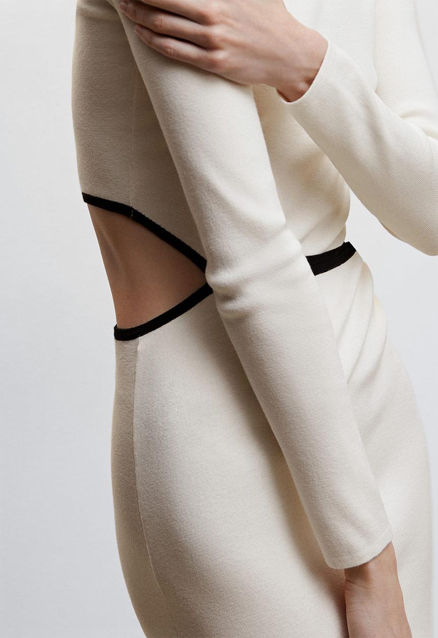 MANGO - Dress piping - beige