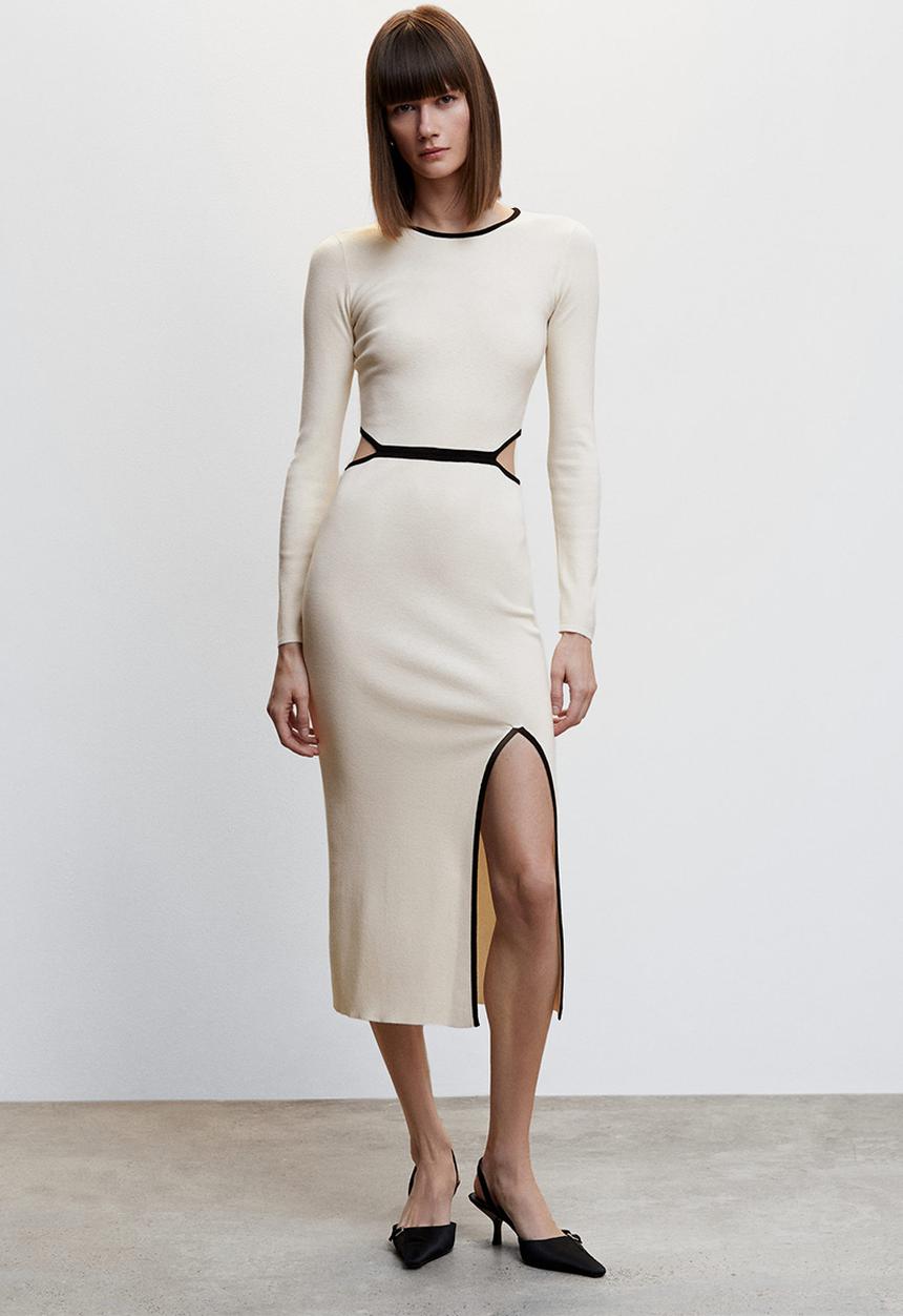 MANGO - Dress piping - beige