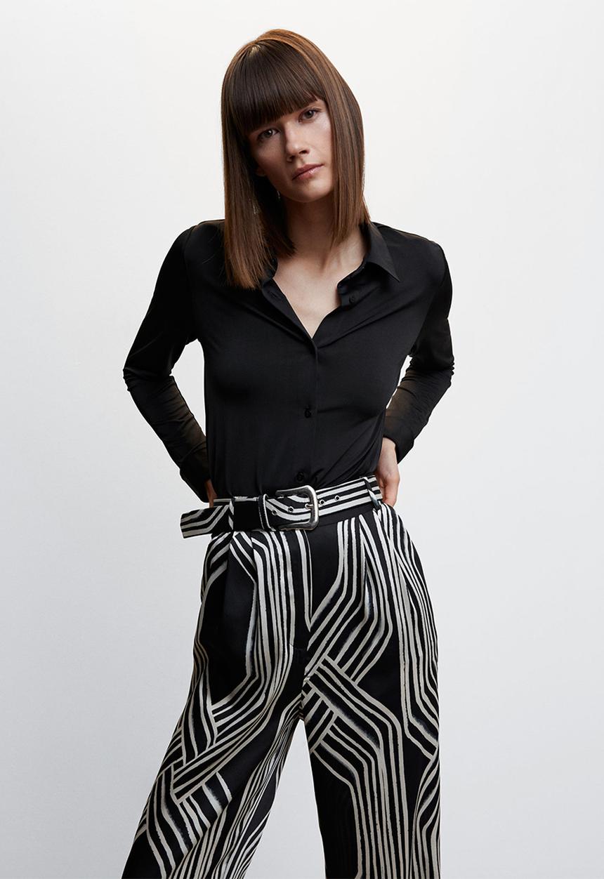 MANGO - Trousers diamond - black