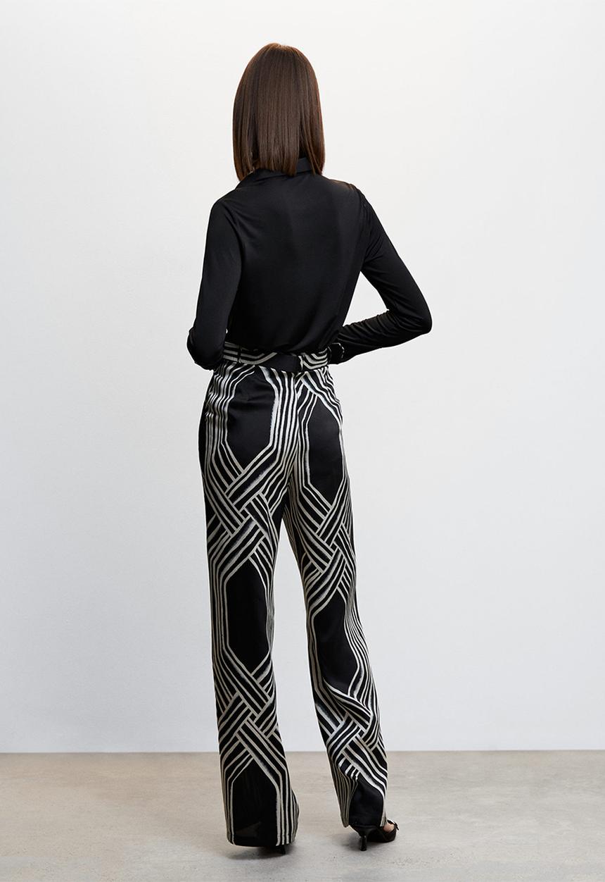 MANGO - Trousers diamond - black