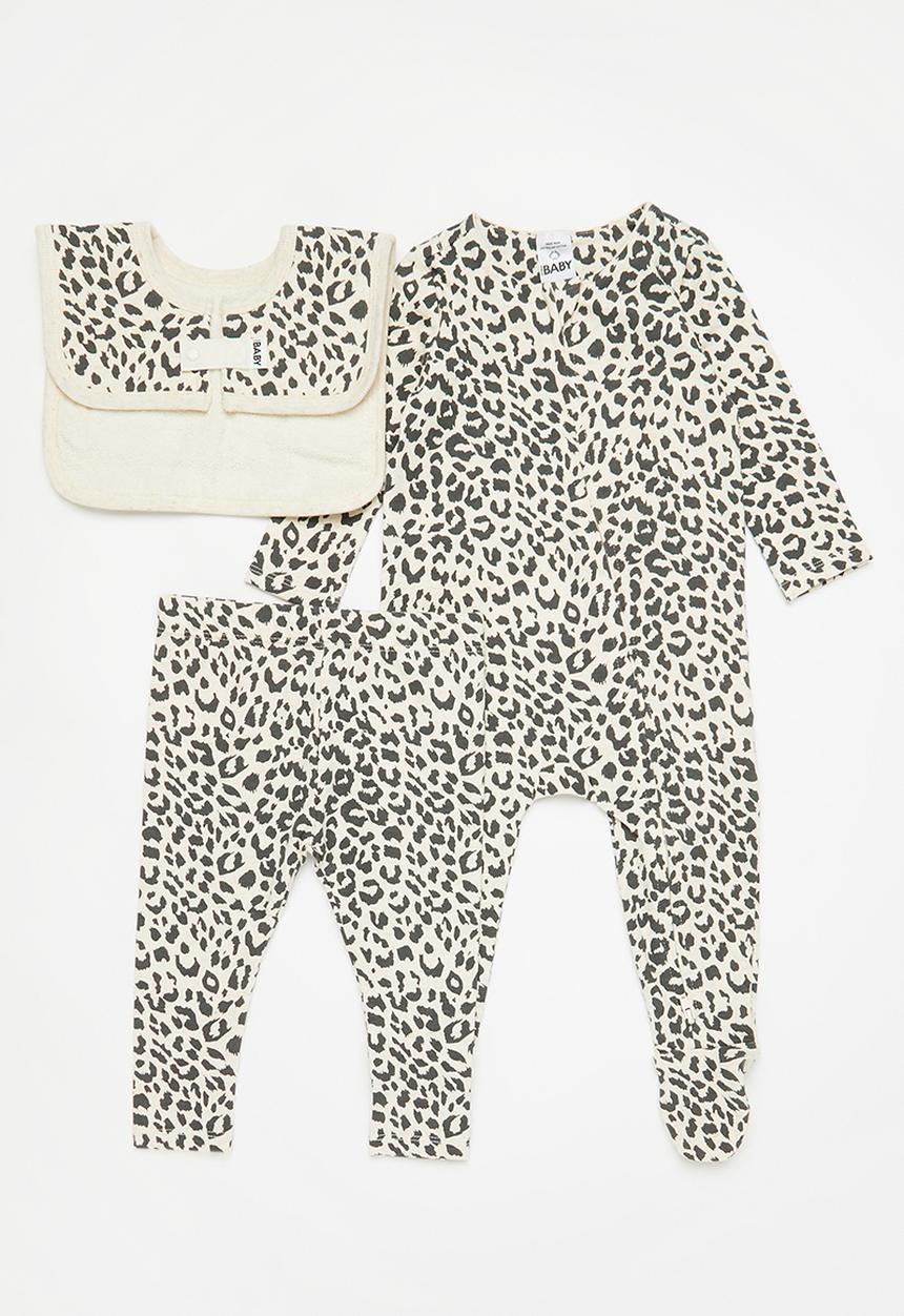 Cotton On - Long sleeve zip romper, river legging, square bib - caramel marle