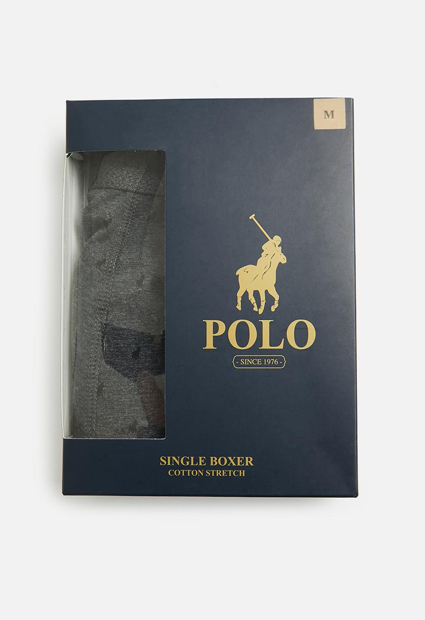 POLO - Men aop pony knit boxer - charcoal