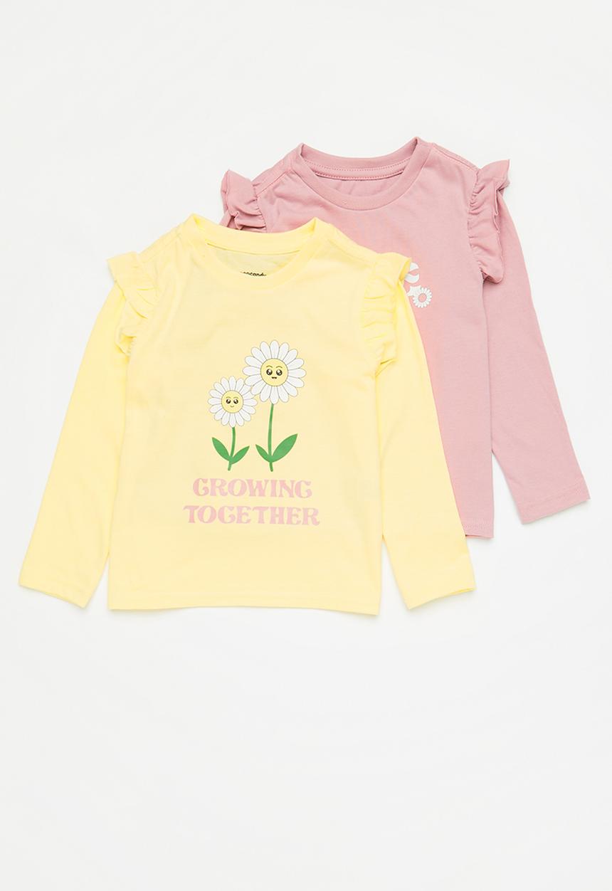 Pop Candy - 2 Pack graphic tees - rose pink & yellow interlock
