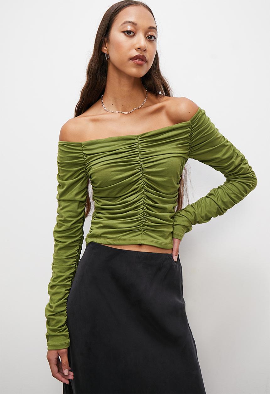 Superbalist - Off the shoulder ruching top - khaki