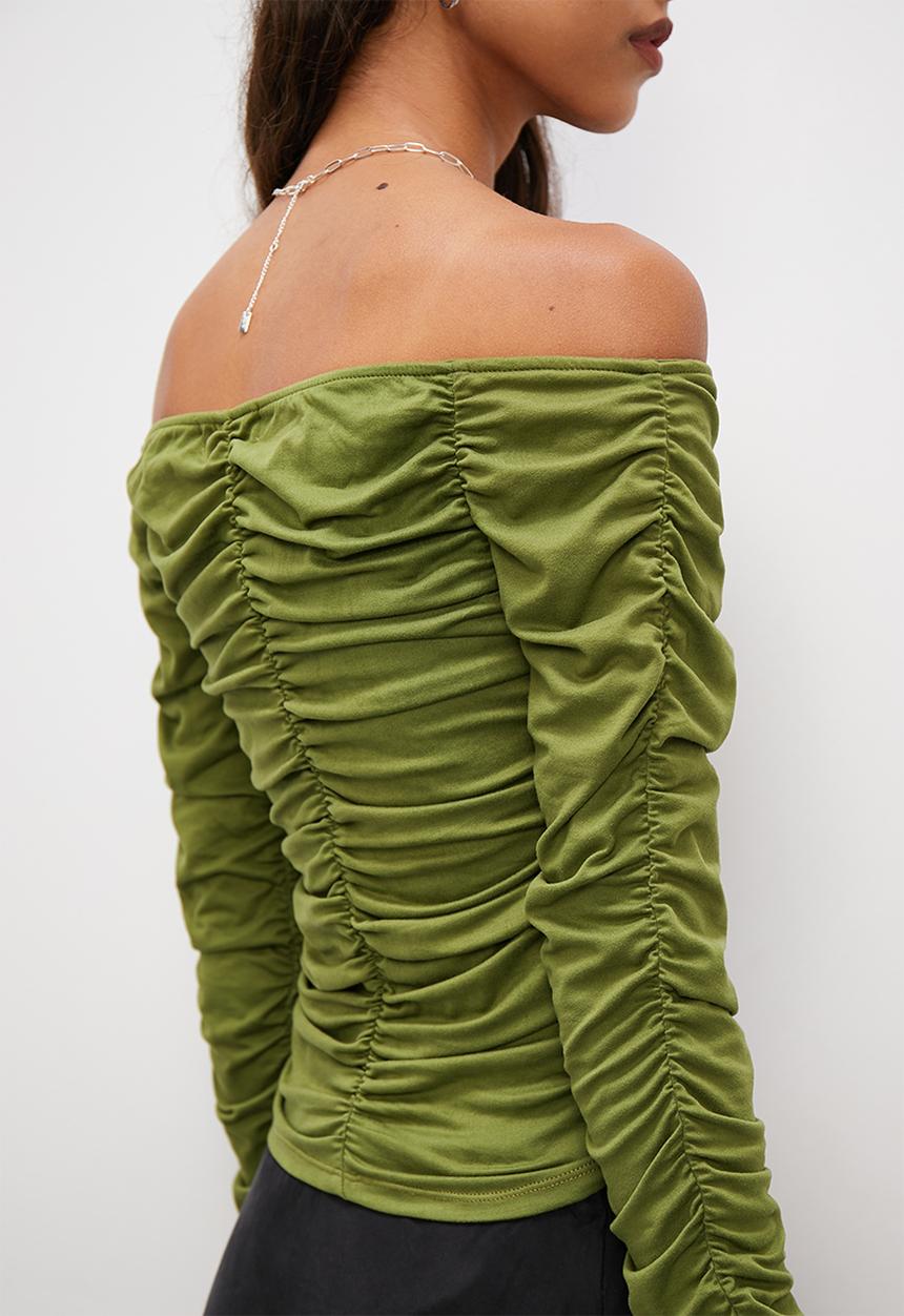 Superbalist - Off the shoulder ruching top - khaki