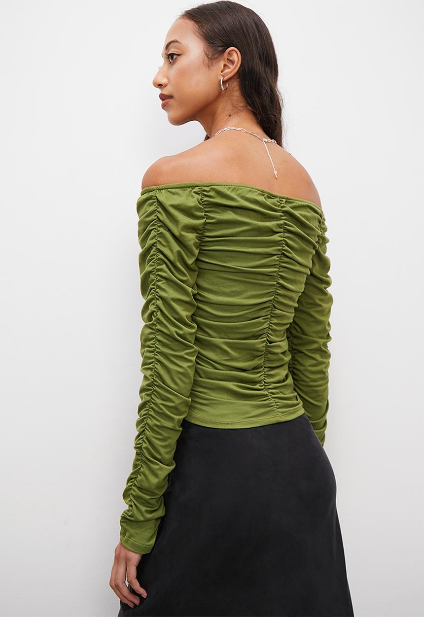 Superbalist - Off the shoulder ruching top - khaki