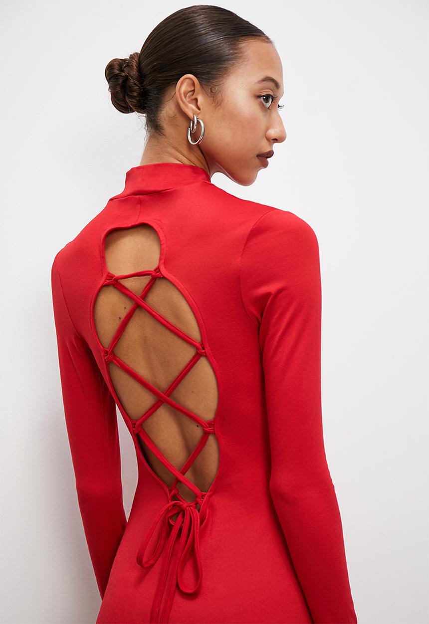 Superbalist - Open back column dress - red