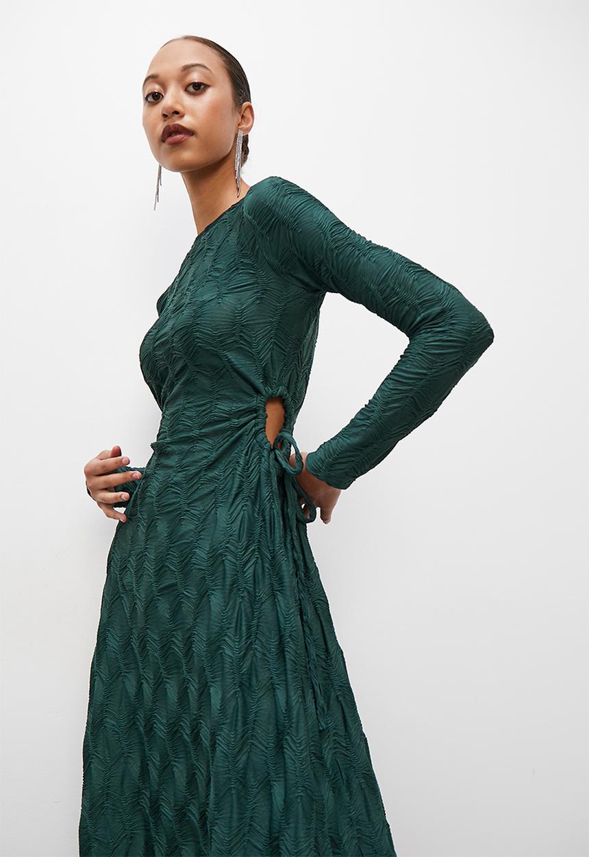 Superbalist - Side cutout burnout midi dress - pacific green