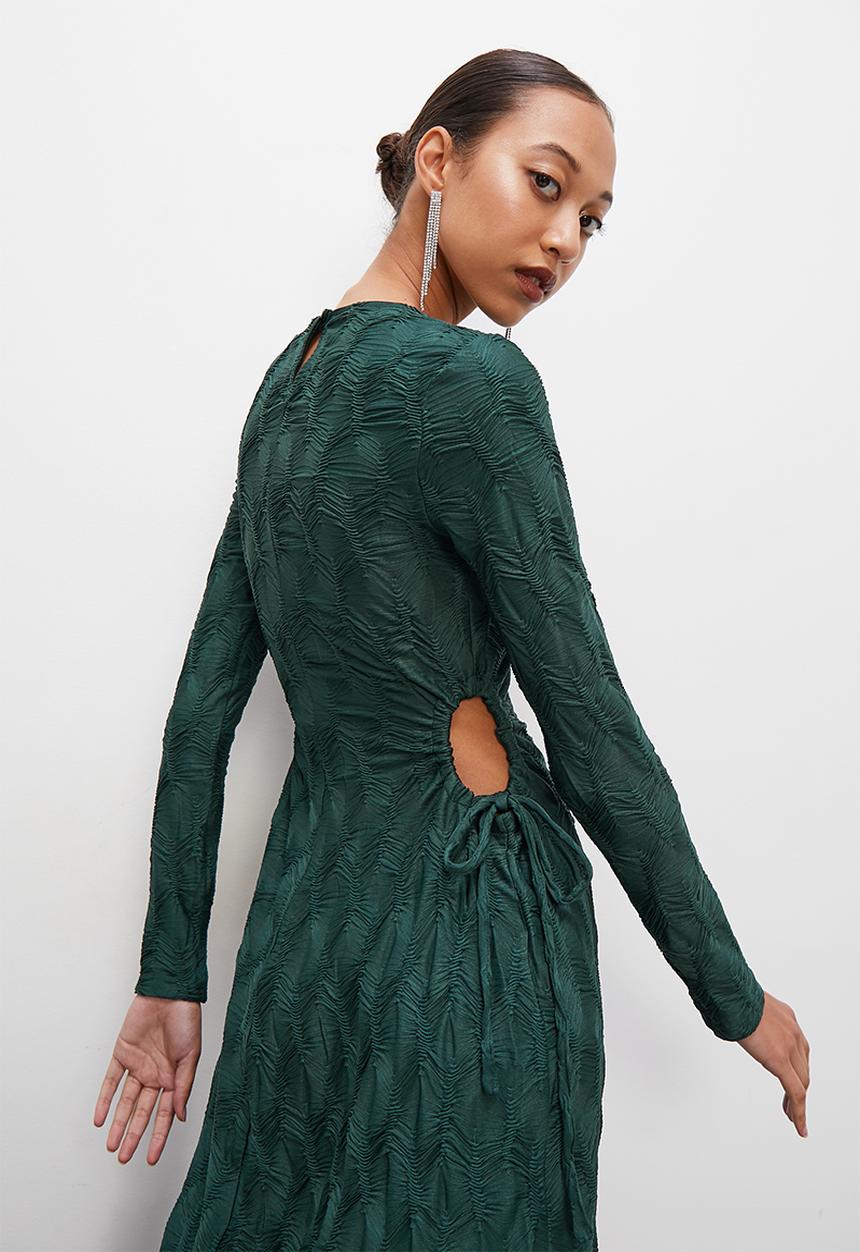 Superbalist - Side cutout burnout midi dress - pacific green