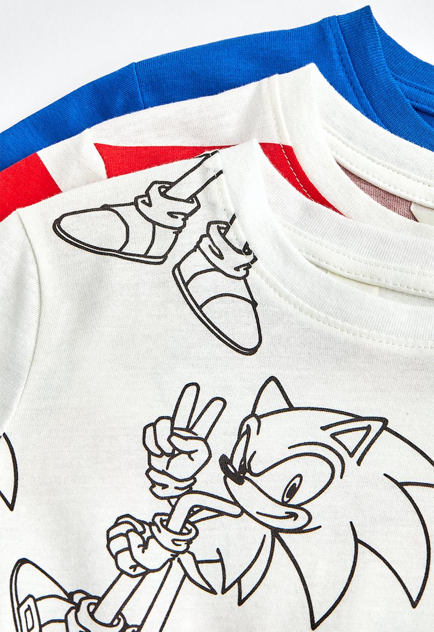 H&M - 3-Pack printed T-shirts - blue/sonic the hedgehog
