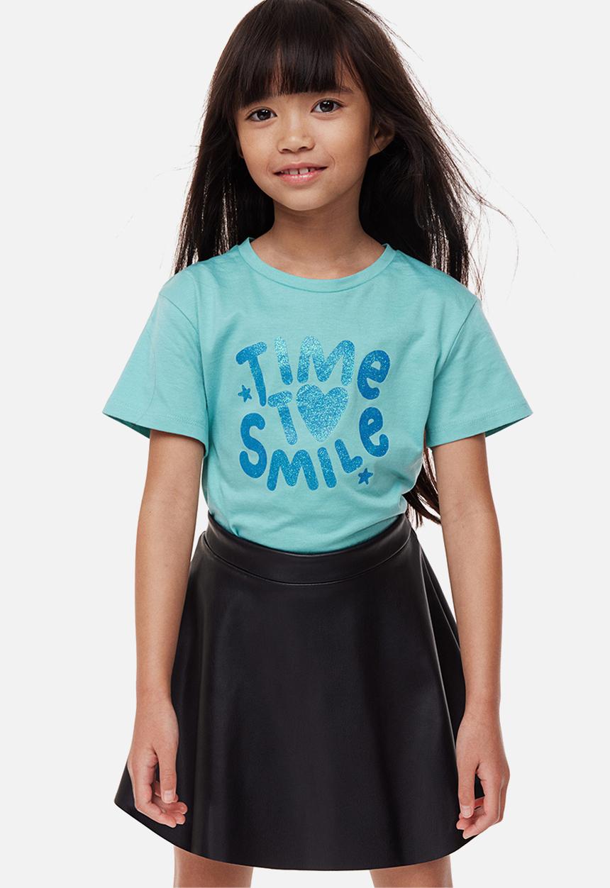 H&M - Printed jersey top - turquoise/time to love