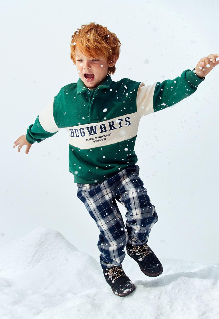 H&M - Collared sweatshirt with a print motif - green/hogwarts