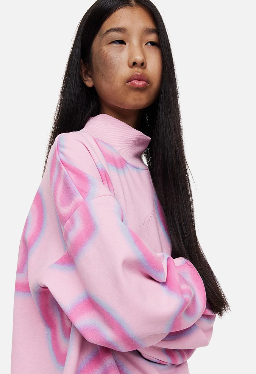H&M - Oversized turtleneck sweatshirt - light pink/hearts