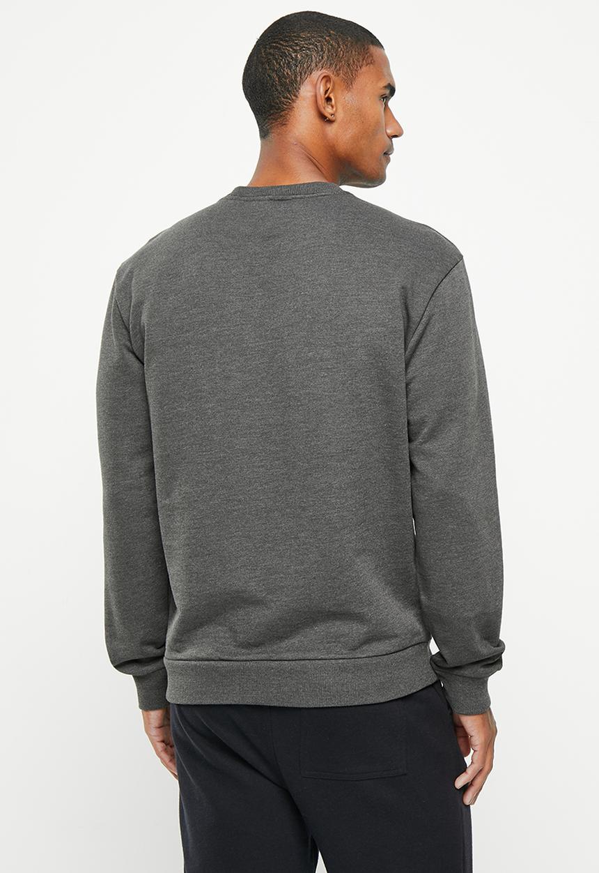 POLO - Men sport long sleeve logo sweat top - charcoal melange
