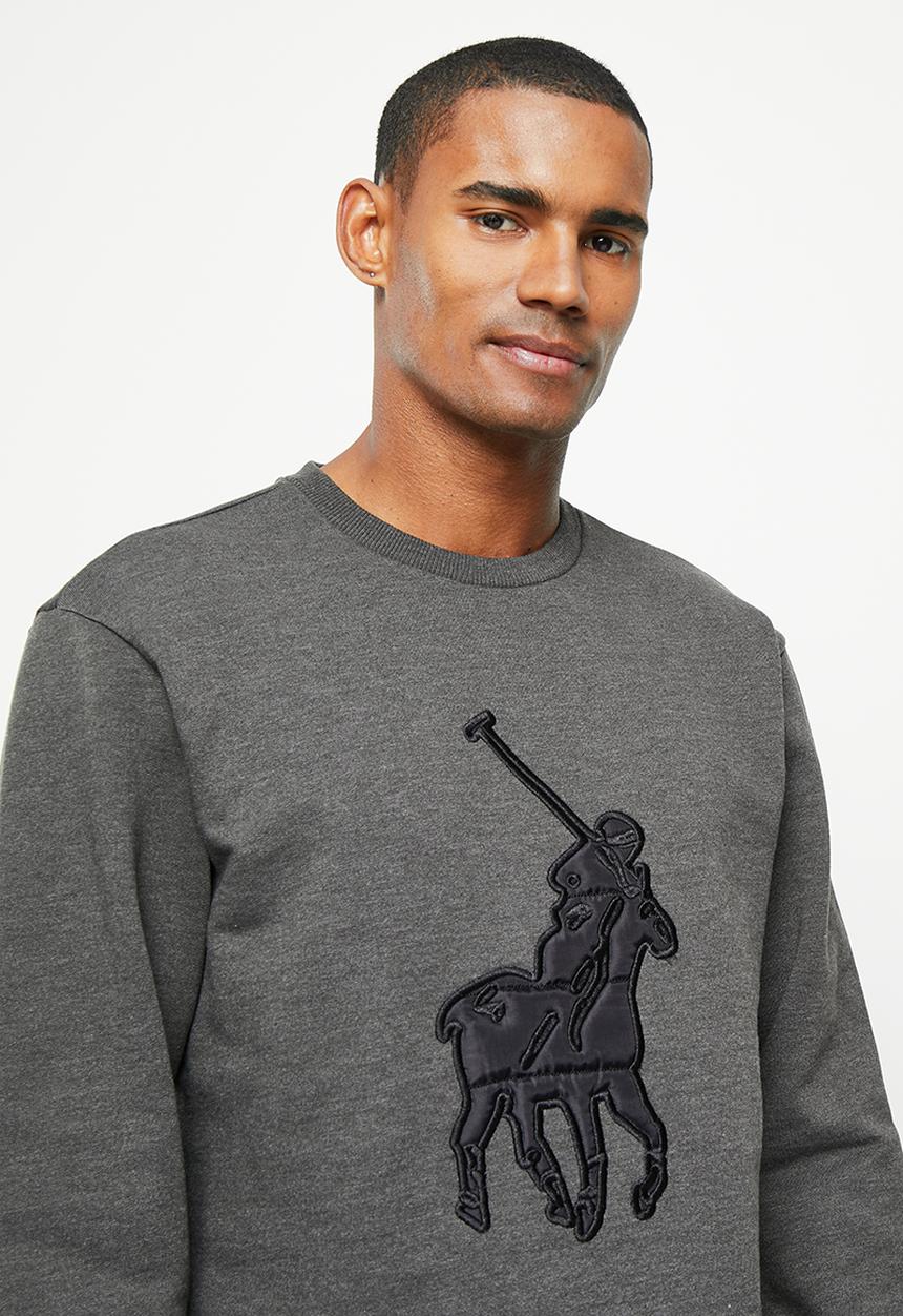 POLO - Men sport long sleeve logo sweat top - charcoal melange