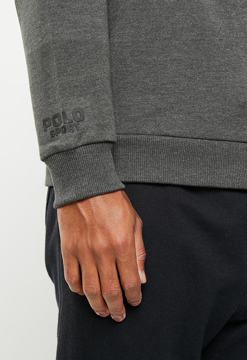 POLO - Men sport long sleeve logo sweat top - charcoal melange
