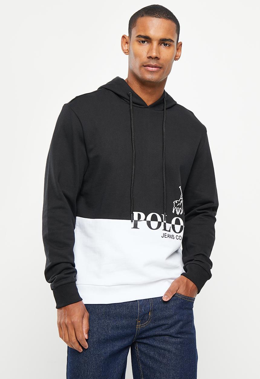 POLO - Men pjc hooded long sleeve sweat top - black