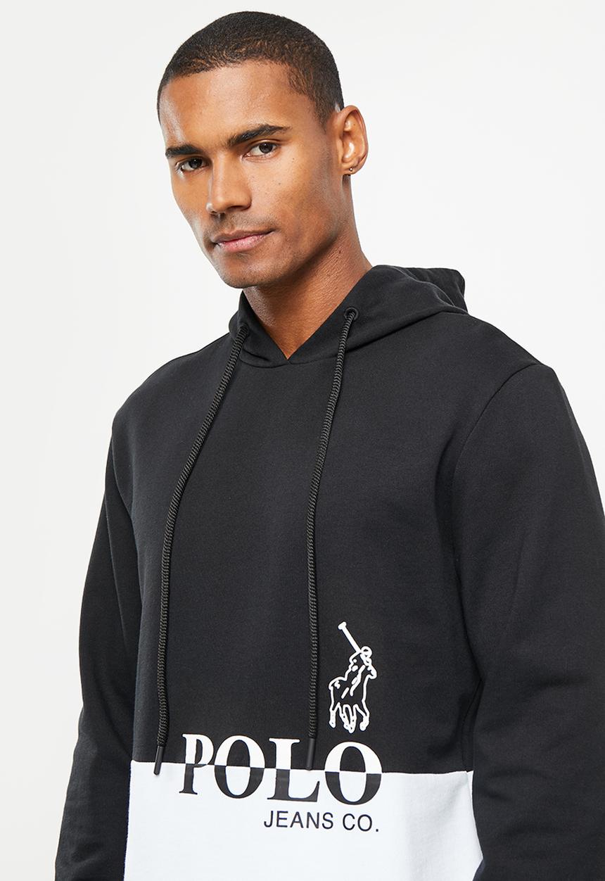 POLO - Men pjc hooded long sleeve sweat top - black