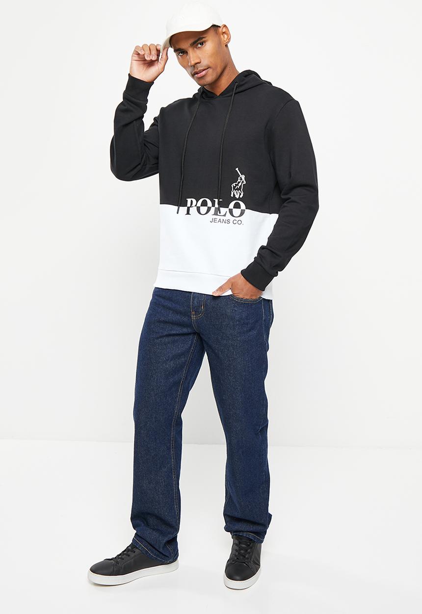 POLO - Men pjc hooded long sleeve sweat top - black