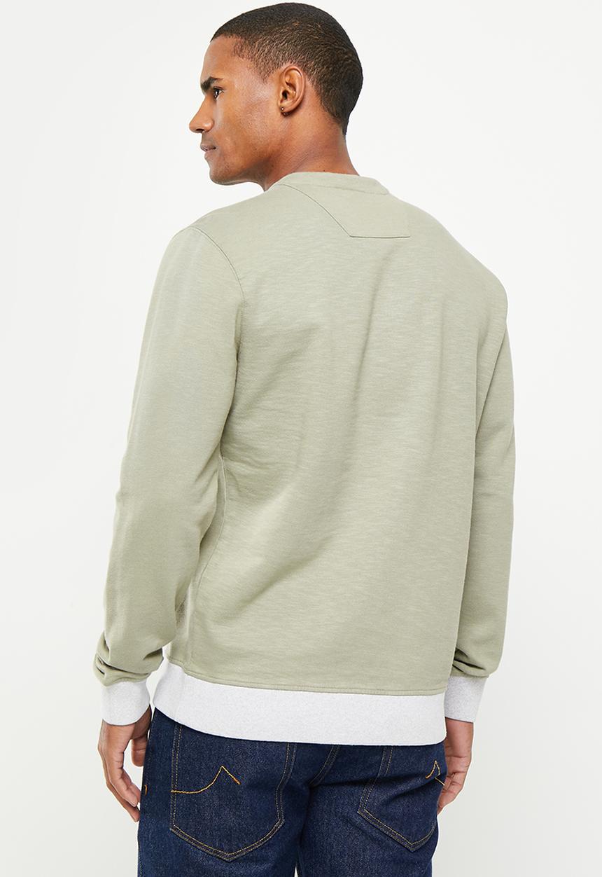 POLO - Mens applique long sleeve sweat - fatigue