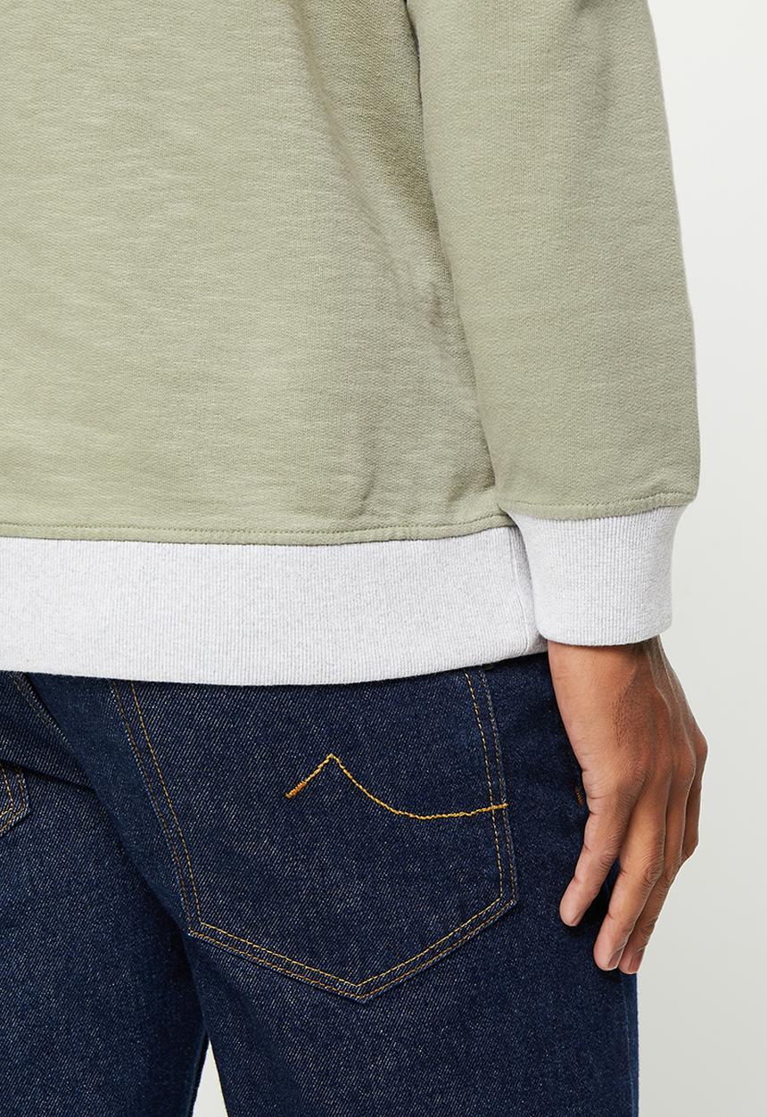 POLO - Mens applique long sleeve sweat - fatigue