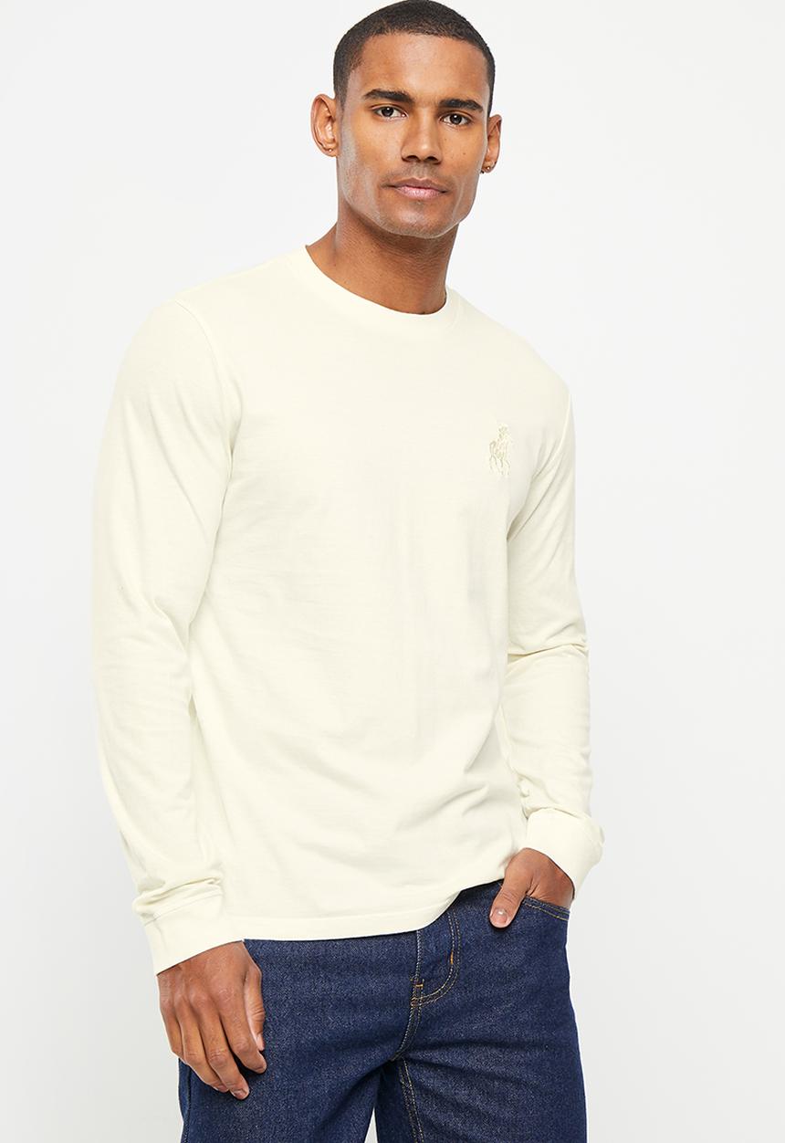 POLO - Mens pjc overdyed printed long sleeve tee - stone