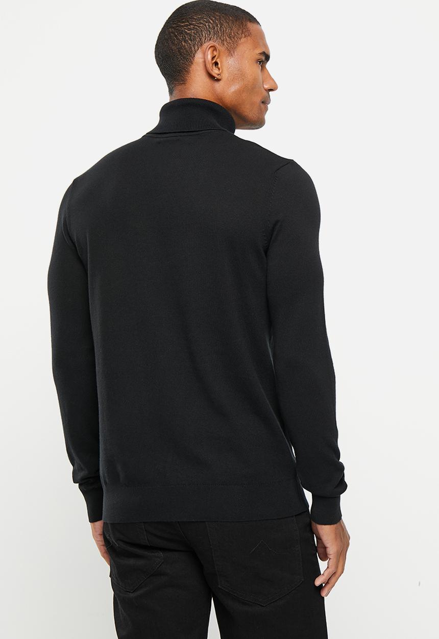 POLO - Mens long sleeve roll neck - black