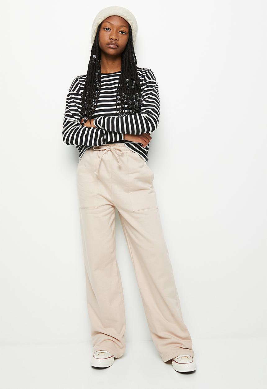Superbalist - Wide leg track pants - stone 