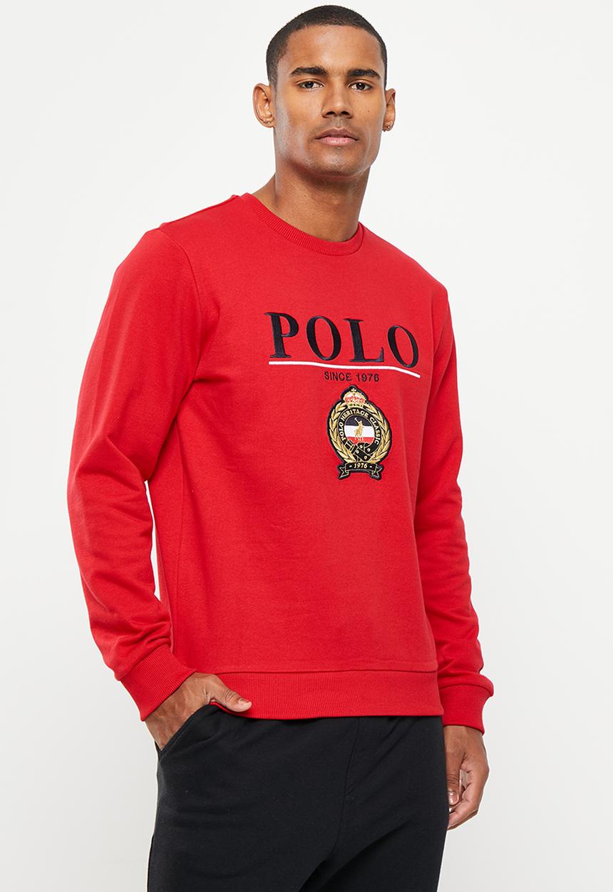 POLO - Mens crest logo sweater - red