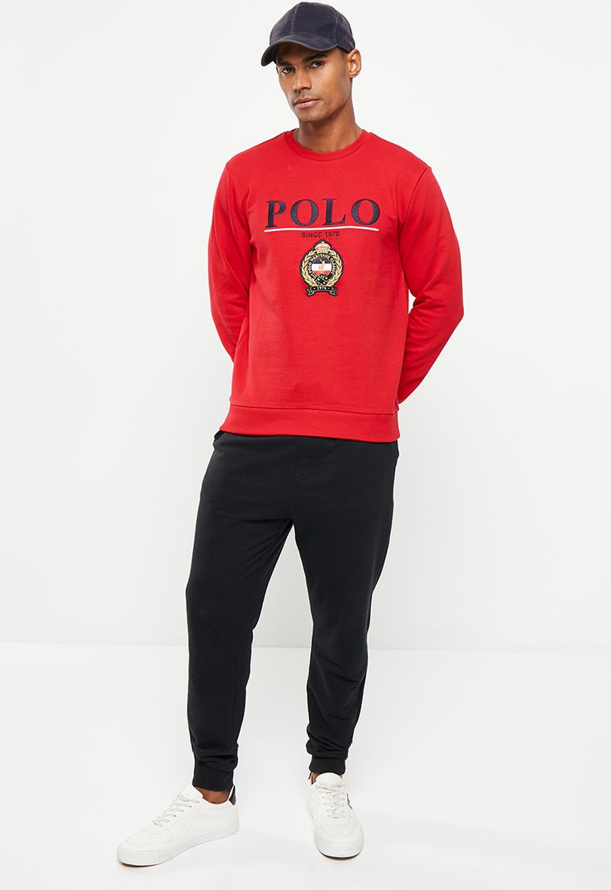 POLO - Mens crest logo sweater - red
