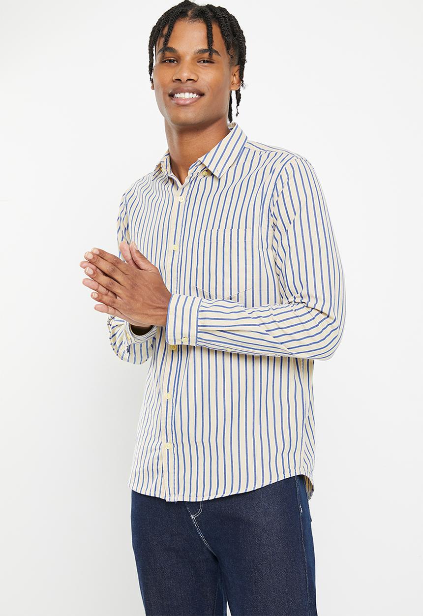 Cotton On - Mayfair long sleeve shirt - stone stripe