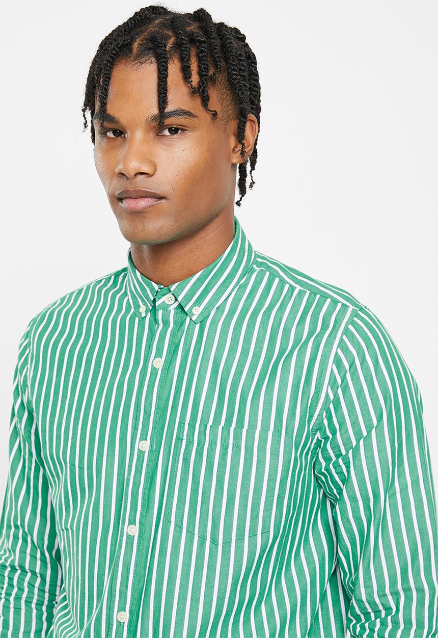 Cotton On - Mayfair long sleeve shirt - emerald stripe
