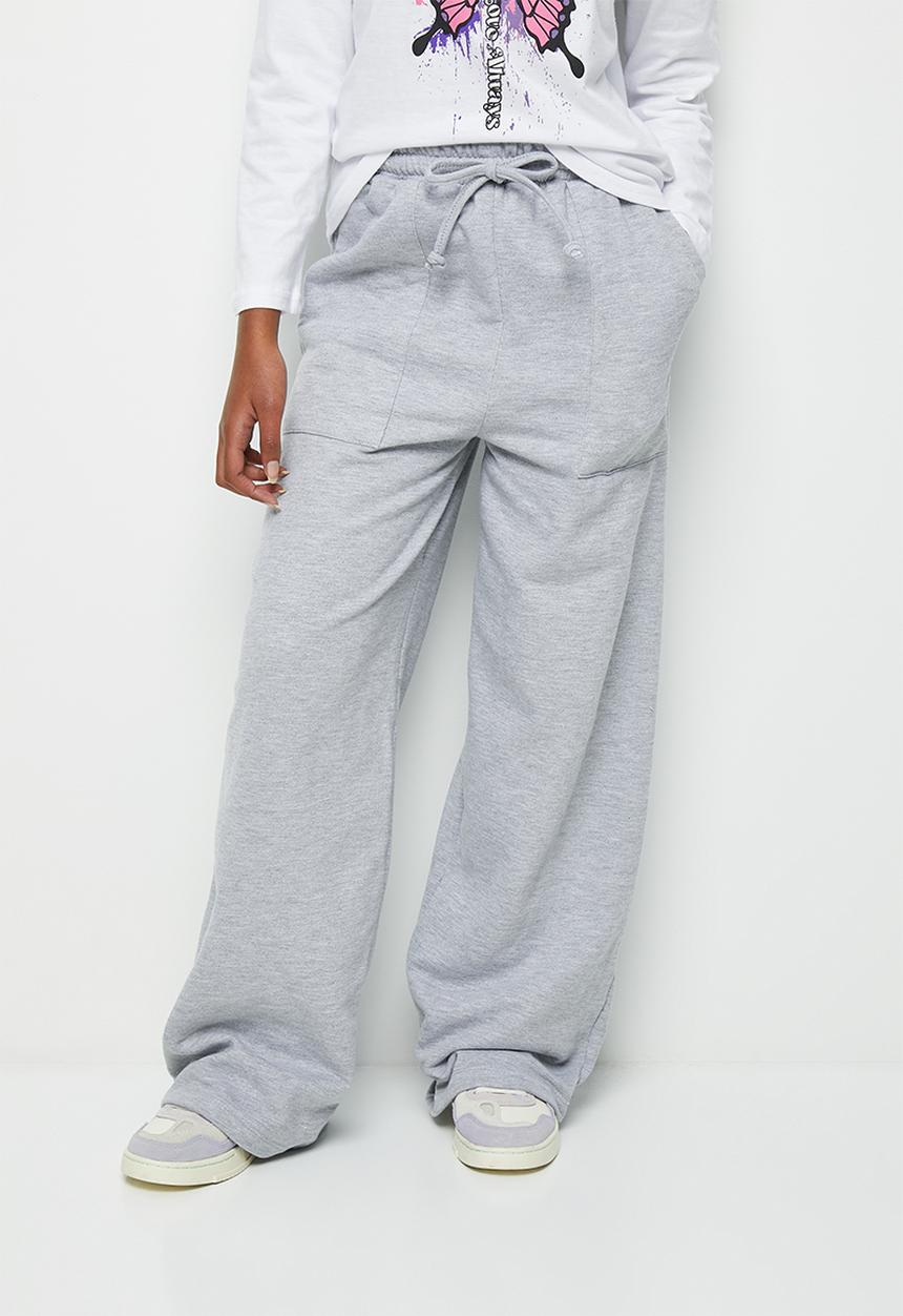 Superbalist - Wide leg track pants - grey melange