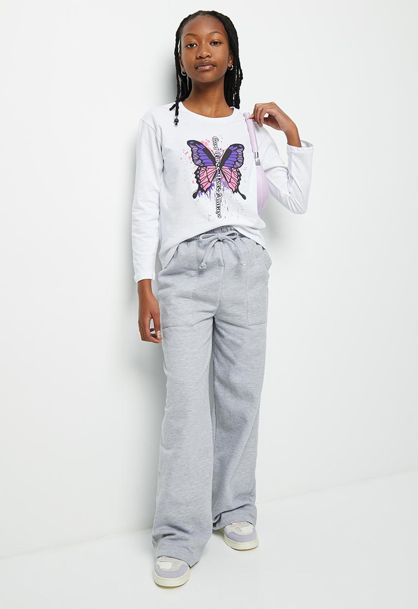 Superbalist - Wide leg track pants - grey melange