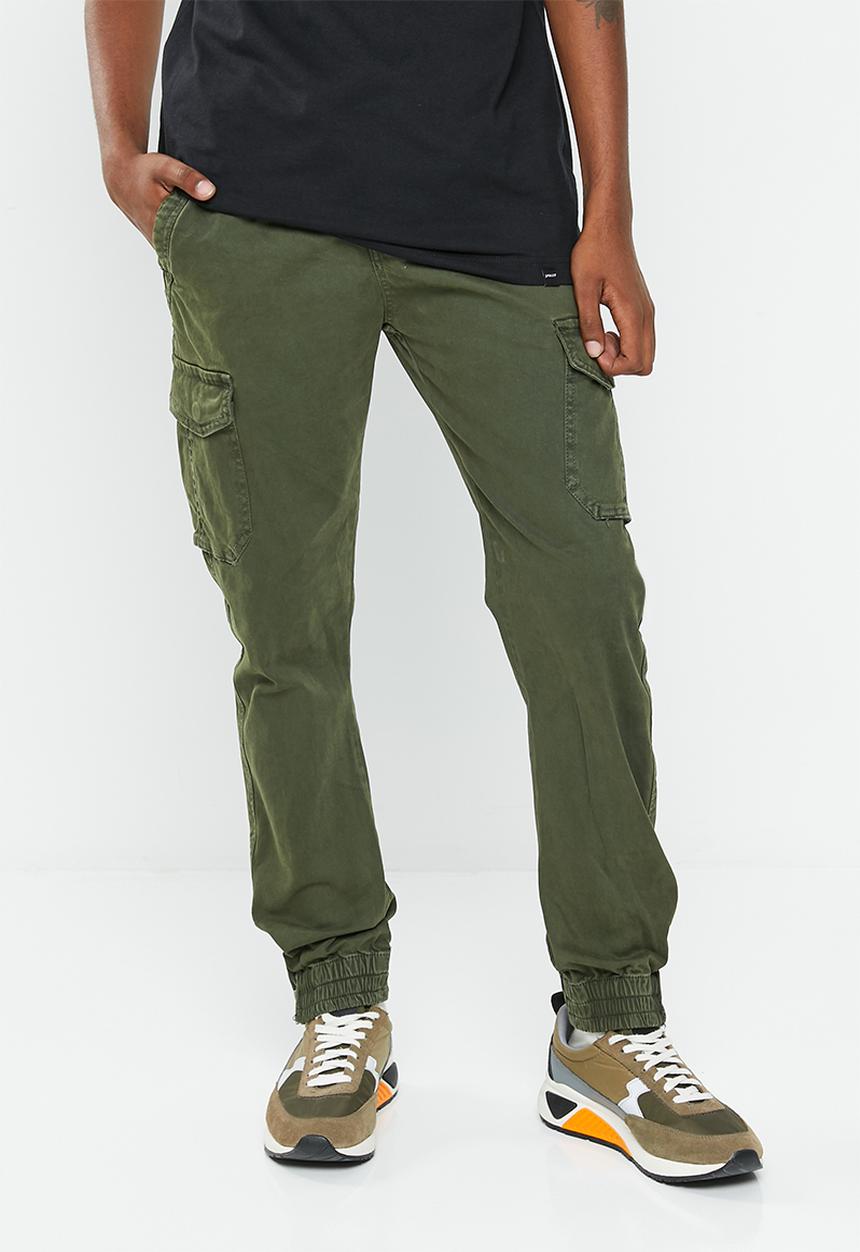 basicthread - Zip cuffed cargo utility chino - fatigue