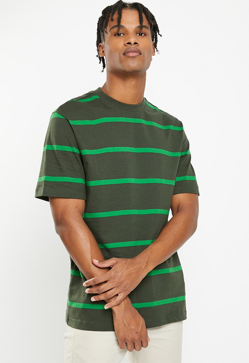 Only & Sons - Onsharry relaxed skate stripe short sleeve tee - jade green
