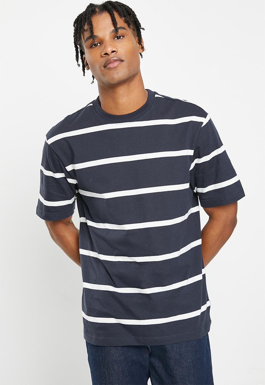 Only & Sons - Onsharry relaxed skate stripe short sleeve tee - navy