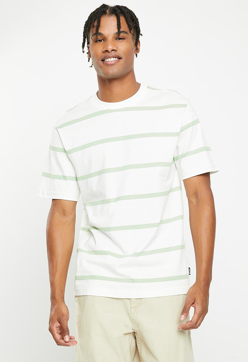 Only & Sons - Onsharry relaxed skate stripe short sleeve tee - white