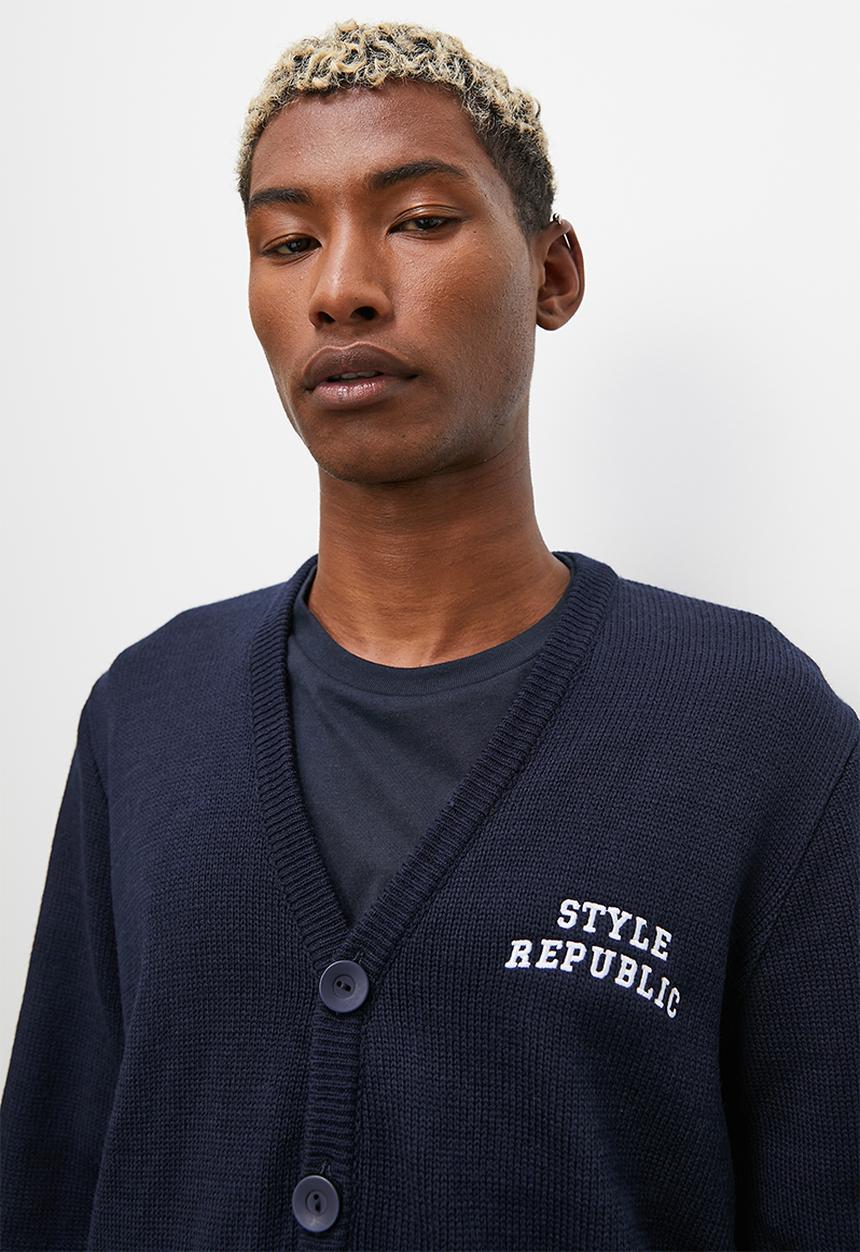 STYLE REPUBLIC - Regular fit knit cardigan - navy & red